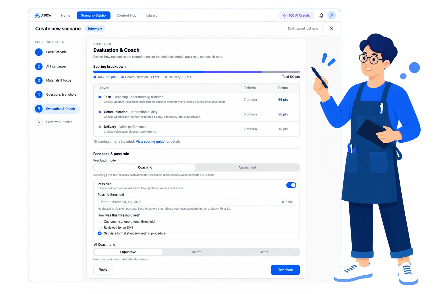 AIPICA Scenario Studio — Evaluation &amp; Coach setup